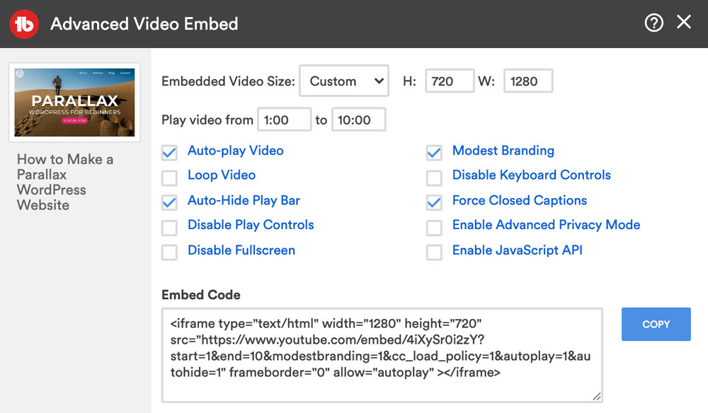 advanced video embed tubebuddy